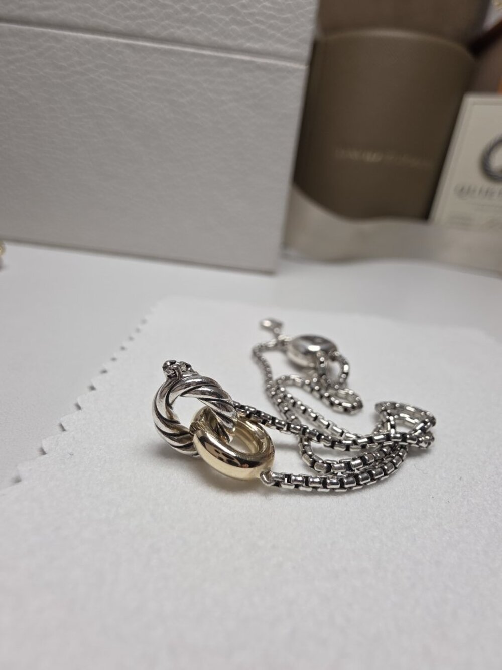 David Yurman Petite Cable Linked Bracelet in Sterling Silver with 14K gold - Picture 4 of 6